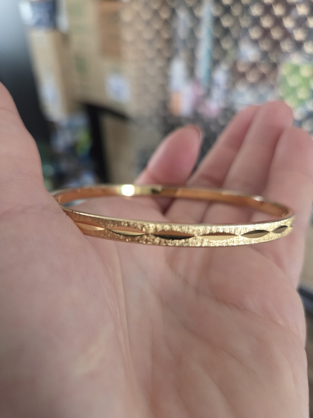 MONET Gold Textured Cutout Bangle Bracelet - Women Jewelry